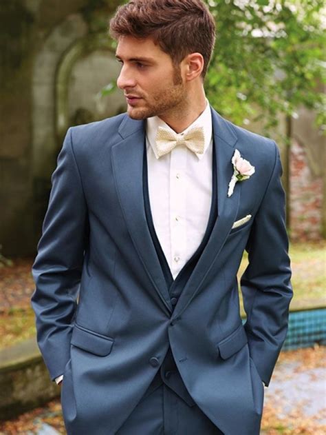 dusty blue tuxedo wedding.